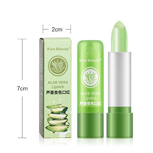 2 Pcs Aloe Vera Color Changing Lipstick,Long Lasting Lip Care Nutritious Plumper Lip Balm Moisturizer Magic Temperature Color Change Lip Gloss Matte Makeup(3 Pcs)