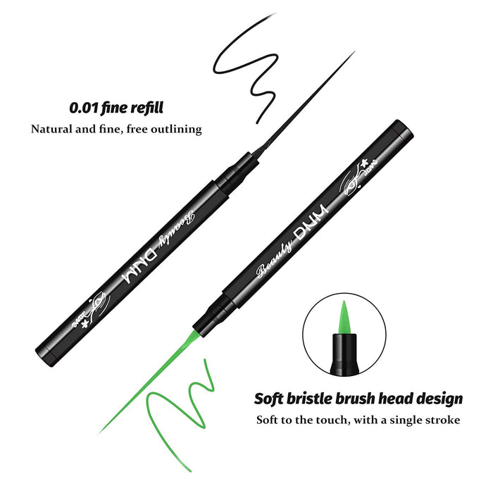 evpct 12Pcs Matte Waterproof Colored Colorful Rainbow Liquid Eyeliner Liner Color Pen Set,Bright Pink Red Purple Blue Black Liquid Eyeliner Colorful Pencil Set for Women delineador de ojos de colores