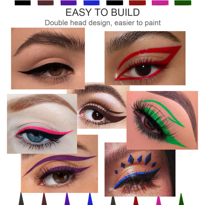 4 Color Winged Eyeliner Stamps Set,evpct Wing Waterproof Eyeliner Stamp Tool Wingliner,Black Red Pink Green Matte Liquid Eyeliner Colorful Set Colored Cat Eye Stamp Eyeliner Liners Pencil Pen Kit