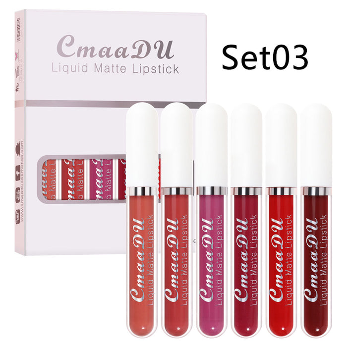 6Pcs Matte Liquid Lipstick Set Lip Stain Makeup,CmaaDu 24 Hour Long Lasting Waterproof Dark Red Matte Matt Lipsticks Lip Gloss Sets for Women Matt Liquid Lippies labiales matte larga duracion 24 Set03