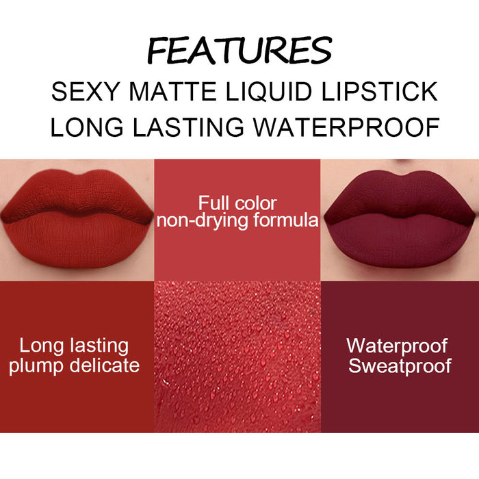 5Pcs Matte Liquid Lipstick+1Pcs Clear Lip Plumping Plumper Gloss Oil Makeup Set Kit, Long Lasting Waterproof Moisturizing Velvet High Pigmented Lipstick Lip Stain Glaze Makeup Gift Sets for Women 01