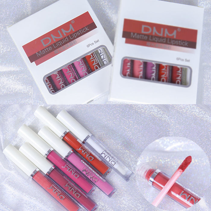 5Pcs Matte Liquid Lipstick+1Pcs Clear Lip Plumping Plumper Gloss Oil Makeup Set Kit, Long Lasting Waterproof Moisturizing Velvet High Pigmented Lipstick Lip Stain Glaze Makeup Gift Sets for Women 01