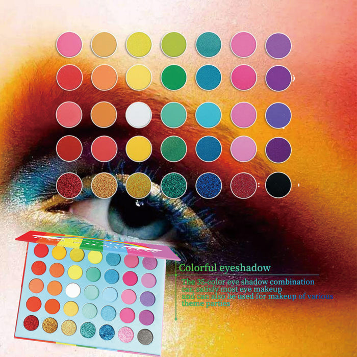 35 Rainbow Colors Eyeshadow Palette Matte and Glitter High Pigment Eye Shadow Power Brights Colorful Eye Cosmetic Makeup Pallet