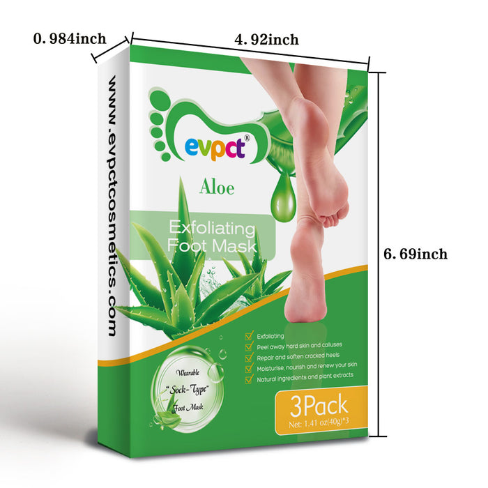 evpct Exfoliating Foot Peel Mask 3 Pack,Exfoliator Peel Off Calluses Dead Skin Callus Remover,Baby Soft Smooth Touch Feet-Men Women (Aloe-3Pack)