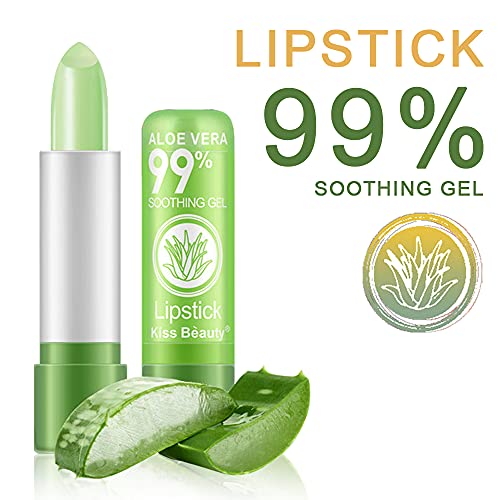 3 Pcs Aloe Vera Color Changing Lipstick,Long Lasting Lip Care Nutritious Plumper Lip Balm Moisturizer Magic Temperature Color Change Lip Gloss Matte Makeup(3 Pcs)
