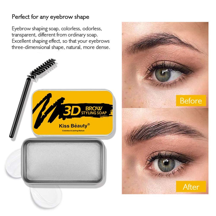 Soap Brows Kit,2Pcs/Set Eyebrow Freeze Styling Wax,Waterproof Long-lasting Eyebrows Enhancer Shaping Clear Tint Gel, Eye Brow Makeup Balm Pomade Cosmetics