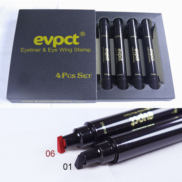 4 Color Winged Eyeliner Stamps Set,evpct Wing Waterproof Eyeliner Stamp Tool Wingliner,Black Red Pink Green Matte Liquid Eyeliner Colorful Set Colored Cat Eye Stamp Eyeliner Liners Pencil Pen Kit