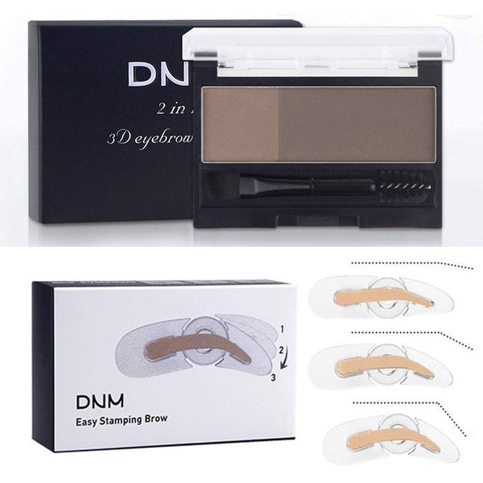 DNM Adjustable Perfect Eyebrow Stamp Waterproof and 3D Eyebrow Powder Set with Eyebrow Brush ,Eye Brow Stamp Kit Eyebrow Stamper Set Waterproof Instant Eyebrow Stamp(Light Coffee+Dark Coffee)