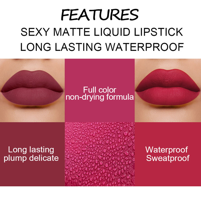 5Pcs Matte Liquid Lipstick+1Pcs Clear Lip Plumping Plumper Gloss Oil Makeup Set Kit, Long Lasting Waterproof Moisturizing Velvet High Pigmented Lipstick Lip Stain Glaze Makeup Gift Sets for Women 04