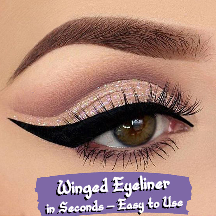 4 Color Winged Eyeliner Stamps Set,evpct Wing Waterproof Eyeliner Stamp Tool Wingliner,Blue Purple Black Brown Matte Liquid Eyeliner Colorful Set Colored Cat Eye Stamp Eyeliner Liners Pencil Pen Kit