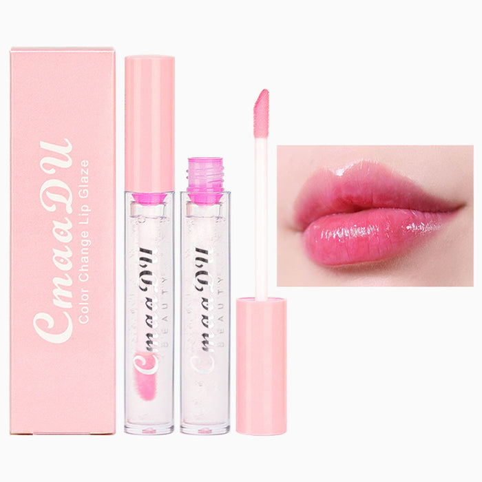 2 Pcs Color Changing Lipstick, Mood Lipgloss Moisturizer Lip Oil, , High-Shine Magic Temperature Color Change Lip Stain, Longlasting Lips Will Not Dry Out ,Turned a Beautiful Pink and Glossy