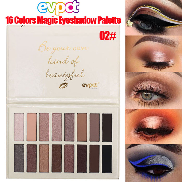 evpct Pro Eyeshadow Palette Makeup Pallet - Matte and Shimmer16 Colors - Highly Pigmented - Professional Nudes Natural Bronze Mineral Eyeshadow Palettes Cosmetic Magic Eye shadow (16 Colors Set02)