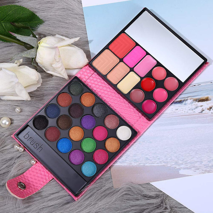 All in One Makeup Kit - 20 Eyeshadow, 6 Lip Glosses, 3 Blushers, 2 Powder, 1 Concealer, 1 Mirror, 1 Brush, Make Up Gift Set for Teen Girls, Beginners And Pros,blush makeup palette