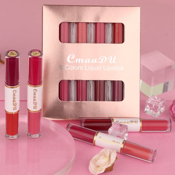 evpct 8 Colors Liquid Matte Lipstick Set Lip Stick Stain Packs Matte for Dark Skin Women,Dark Red Mat Matt Long Lasting Original 24 Hour Matte lipstick lapiz labiales mate 24 horas originales mate 01