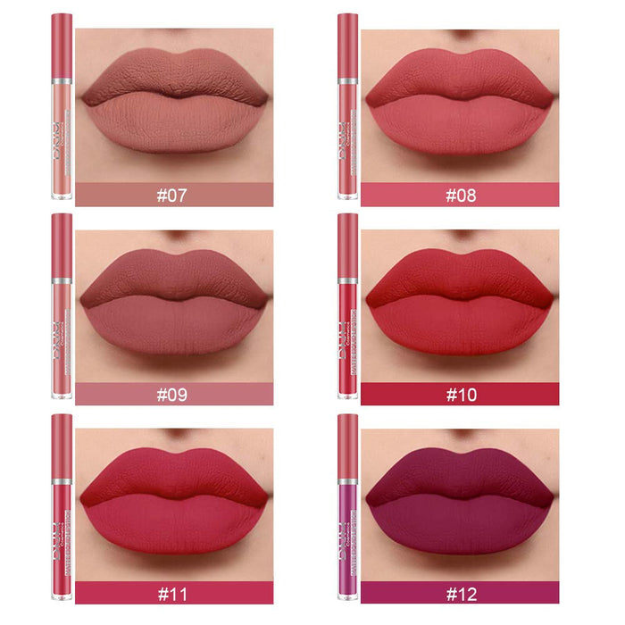 6Pcs Matte Liquid Lipstick Set Lip Stain Makeup Kit, 24 Hour Long Lasting Waterproof Dark Red Stay on Matte Matt Lipsticks Lip Sets for Women Matt Liquid Lippies labiales matte larga duracion 24 C-02