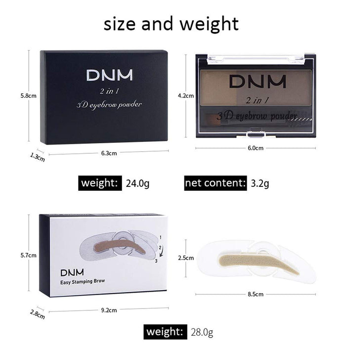 DNM Adjustable Perfect Eyebrow Stamp Waterproof and 3D Eyebrow Powder Set with Eyebrow Brush ,Eye Brow Stamp Kit Eyebrow Stamper Set Waterproof Instant Eyebrow Stamp(Light Coffee+Dark Coffee)