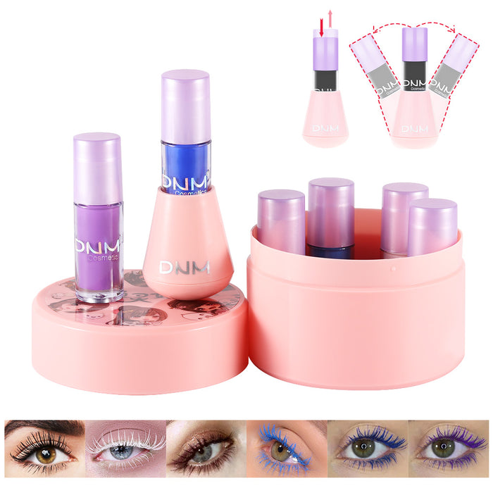 DNM Colored Mascara 6Pcs/Set, Waterproof Colorful Eyelashes, Charming Long lasting,Cruelty Free & Vegan Volume Mascara for Color Eyelash Eye Makeup (White Brown Blue Purple) ,Tumbler Magnetic Levitation Decompression Mascara Girls Women Gift Set(Set08) (C