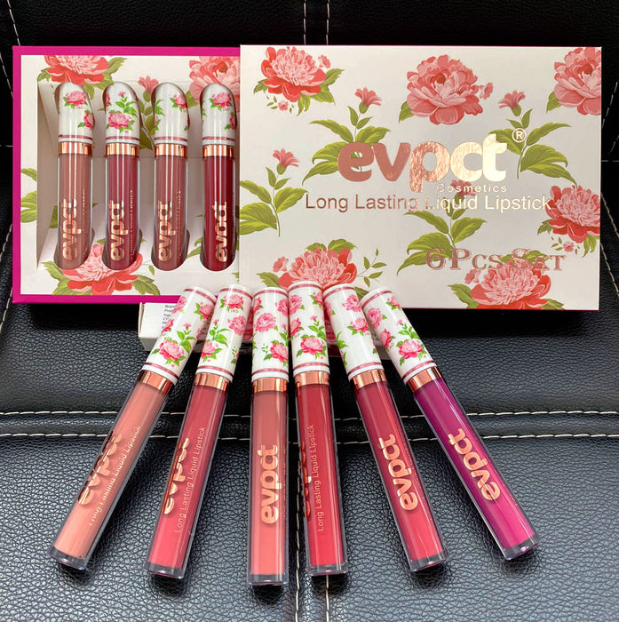 6Pcs Peony Flower Matte Liquid Lipstick Set Lip Stain Makeup,24 Hour Long Lasting Waterproof Dark Red Matte Matt Lipsticks Lip Gloss Sets for Women Matt Liquid labiales matte larga duracion 24 Set01