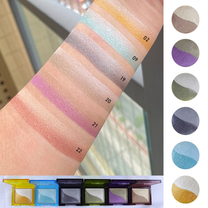 6 Pcs Double-Color Eyeshadow, 2 in 1 Color Lazy Eye Shadow Powder, Long Lasting Eyeshadow with Exquisite Pearly and Smooth Texture, Nude Eyeshadow Powder for Eye Makeup