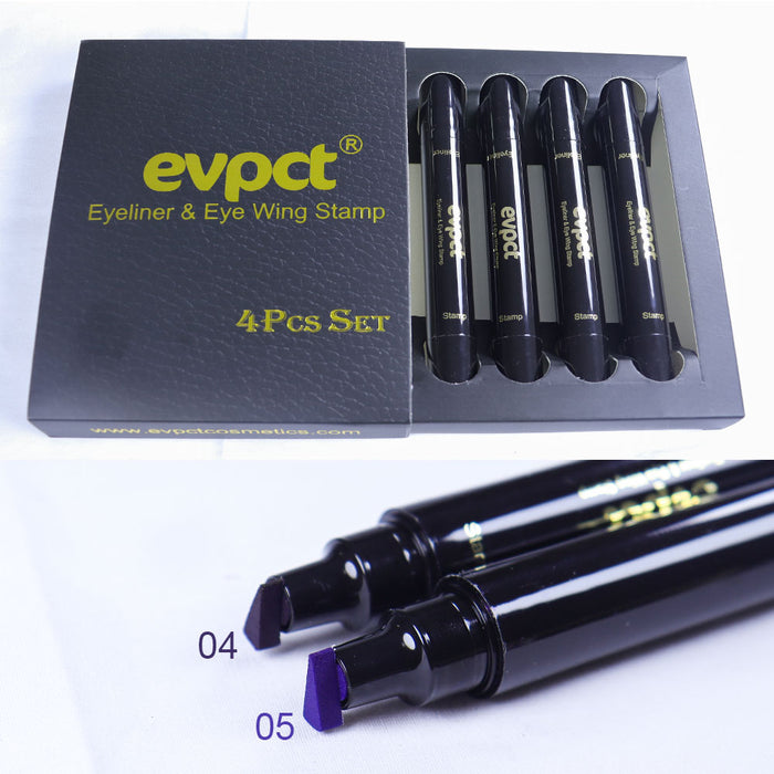 4 Color Winged Eyeliner Stamps Set,evpct Wing Waterproof Eyeliner Stamp Tool Wingliner,Blue Purple Black Brown Matte Liquid Eyeliner Colorful Set Colored Cat Eye Stamp Eyeliner Liners Pencil Pen Kit