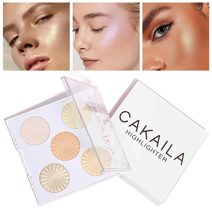 Highlighter Powder Palette, Illuminator Powder Palette Highlighter Baked Waterproof Long Lasting Brilliant Lighten Skin Color Face Contour Powder