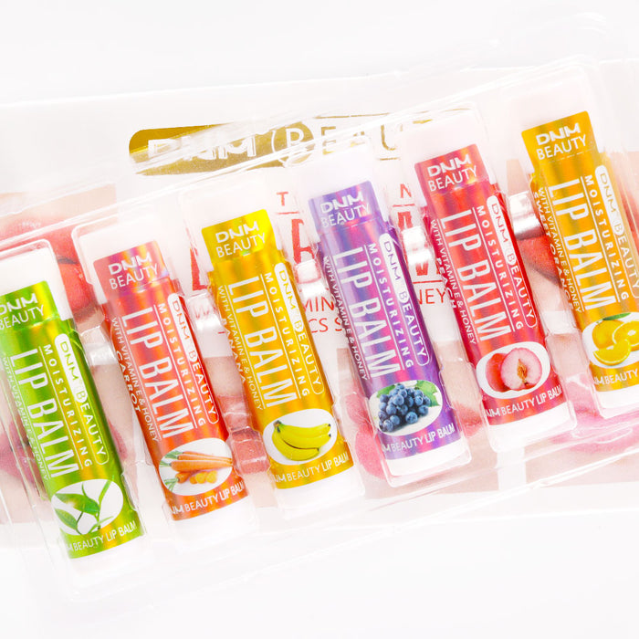 6 pcs Lip Balm set, Lip Dryness Relieves Moisturizing Refreshing Vitamin E Lip Balm with Honey Fruit Lipstick 6pcs Set (Set03)