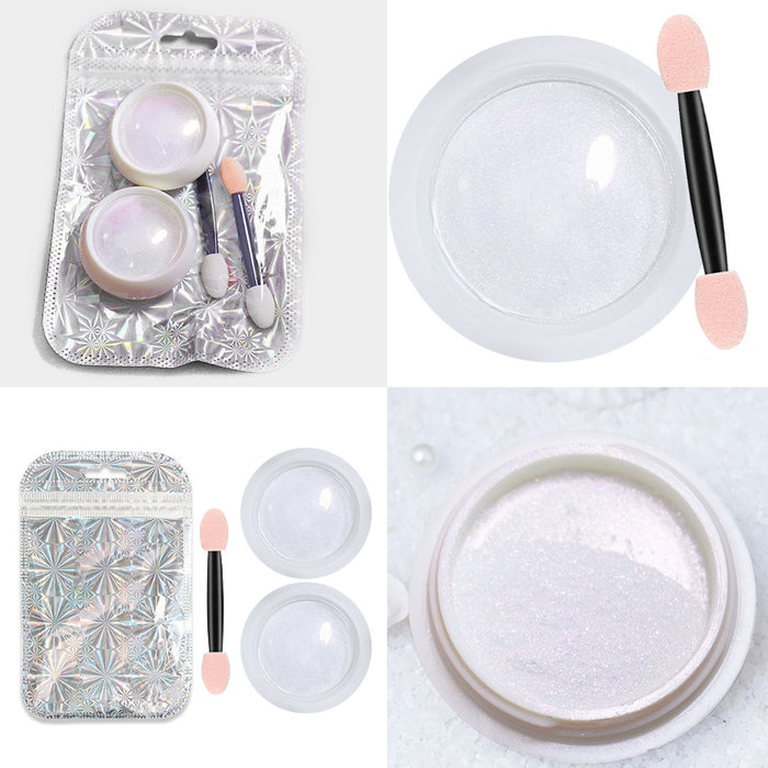 evpct 2 Pcs Neon Nail Powder,Chrome Nail Powders Metallic Nail Art Powder Glitters Manicure Art Powder Sets ,Mermaid Symphony Shell Pearl Nail Powder