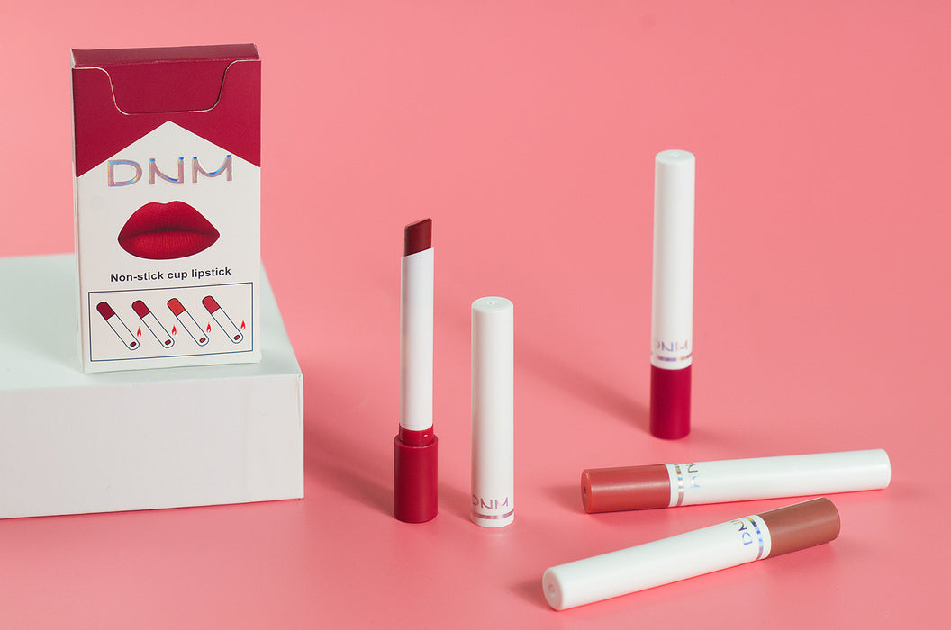 4Pack Mini Matte Red Cigarette Lipstick Sets Lip Kit,Litte Smoke Tube Matte Metallic Non-stick cup Velvet Lipstick Lip Stain Long Lasting 24 Hour Waterproof for Women labiales matte larga (A-Set01)