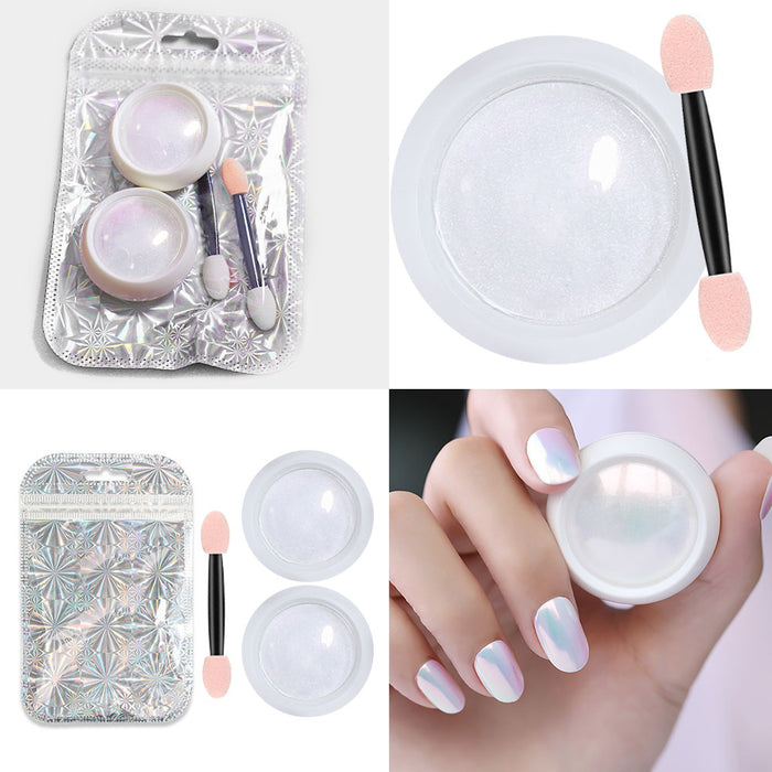 evpct 2 Pcs Neon Nail Powder,Chrome Nail Powders Metallic Nail Art Powder Glitters Manicure Art Powder Sets ,Mermaid Symphony Shell Pearl Nail Powder