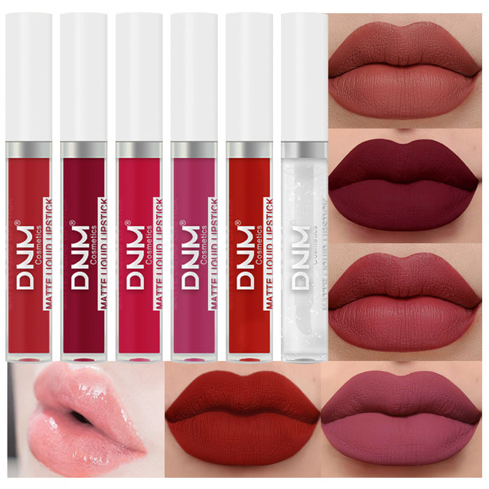 5Pcs Matte Liquid Lipstick+1Pcs Clear Lip Plumping Plumper Gloss Oil M —  evpct