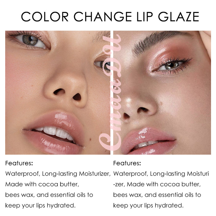 2 Pcs Color Changing Lipstick, Mood Lipgloss Moisturizer Lip Oil, , High-Shine Magic Temperature Color Change Lip Stain, Longlasting Lips Will Not Dry Out ,Turned a Beautiful Pink and Glossy