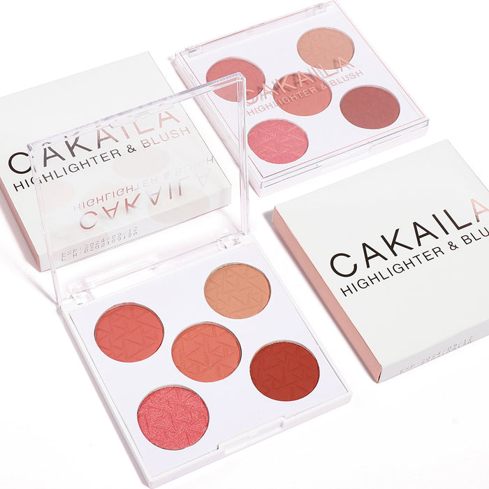 5 colors Blush Palette, Cakaila face blush Natural Make Up Blushing Set Matte&Shimmer Mineral Blush Kit, Cheek Base Foundation Pressed Powder Pallet Professional Facial Beauty Cosmetic Makeup Blush