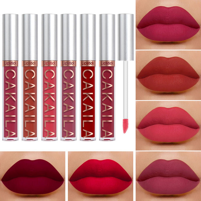 6Pcs Matte Liquid Lipstick Set Velvety Long Lasting High Pigmented Nude Waterproof Lipgloss Kit Girls Women Make Up Gift Set(Color-01)