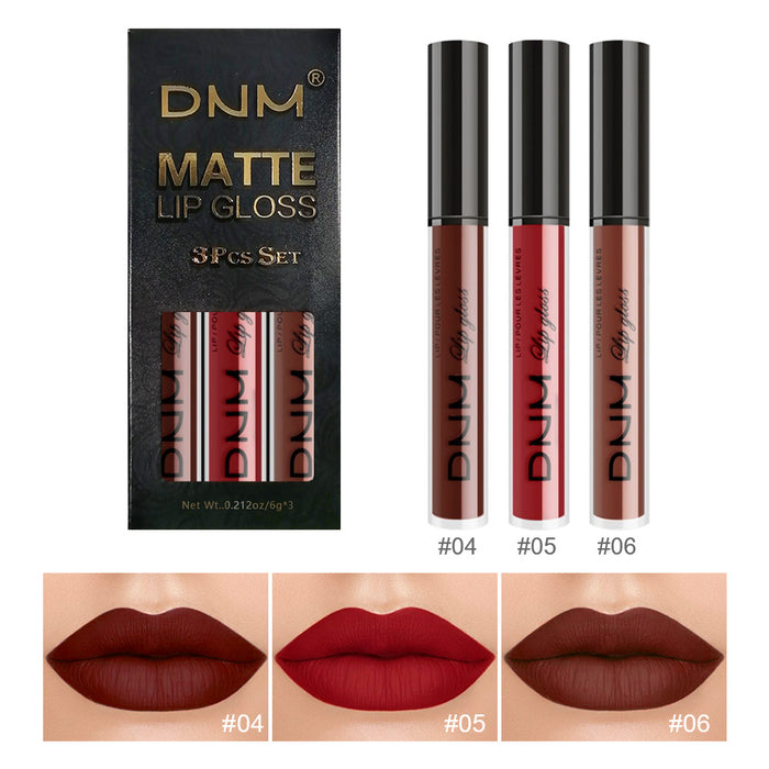 3Pcs Matte 24-hour Liquid Lipstick Sets,Dark Red Purple Matte Lipstick Lip Stain Long Lasting 24 Waterproof Lip Gloss Gift Set Matt Lipsticks Set Matt Liquid Makeup Lipstick for Women Lippies Kit02