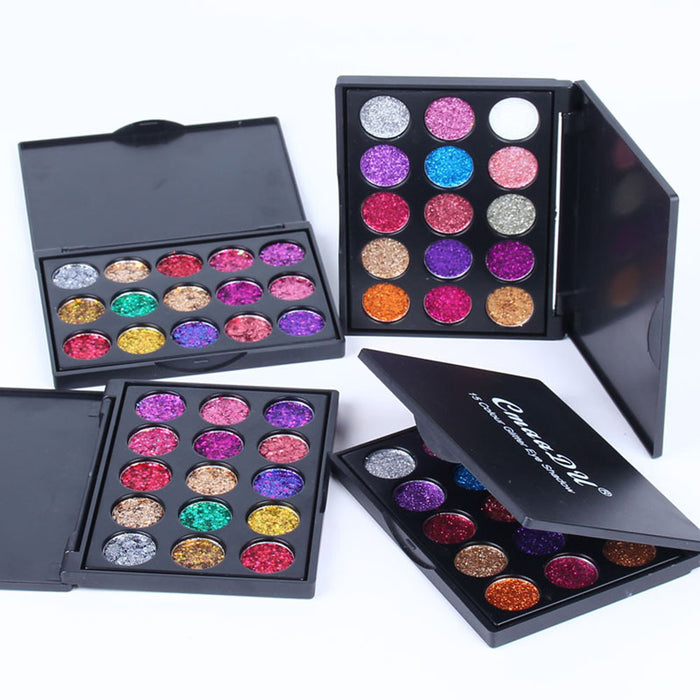 15 Colors Pro Glitter Eyeshadow Palette,Chunky & Fine Pressed Glitter Eye Shadow Powder Makeup Pallet Palettes Mermaid Small Sequins Highly Pigmented Ultra Shimmer Shiny Sparkling for Face Body Set02