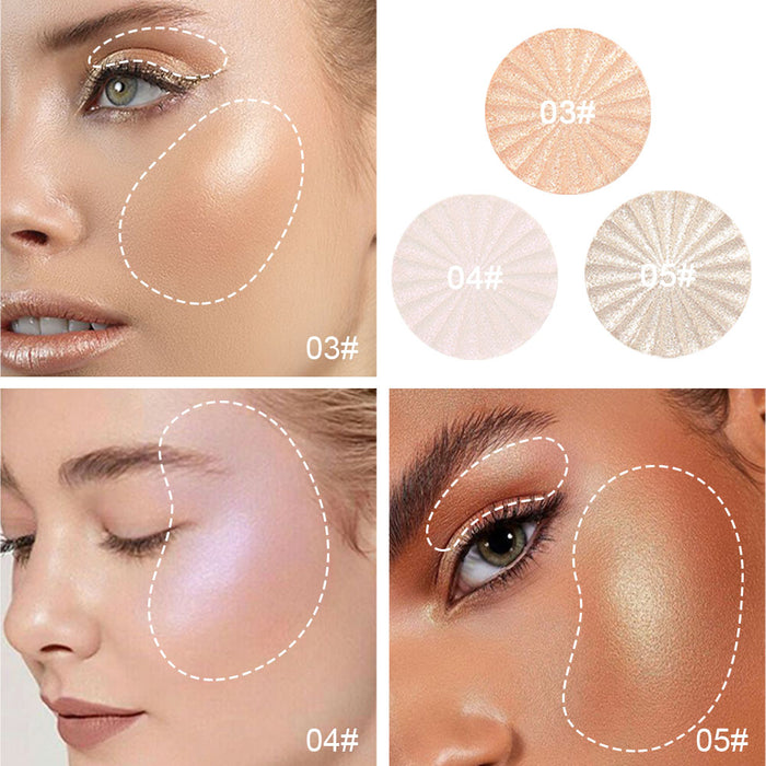 Highlighter Powder Palette, Illuminator Powder Palette Highlighter Baked Waterproof Long Lasting Brilliant Lighten Skin Color Face Contour Powder