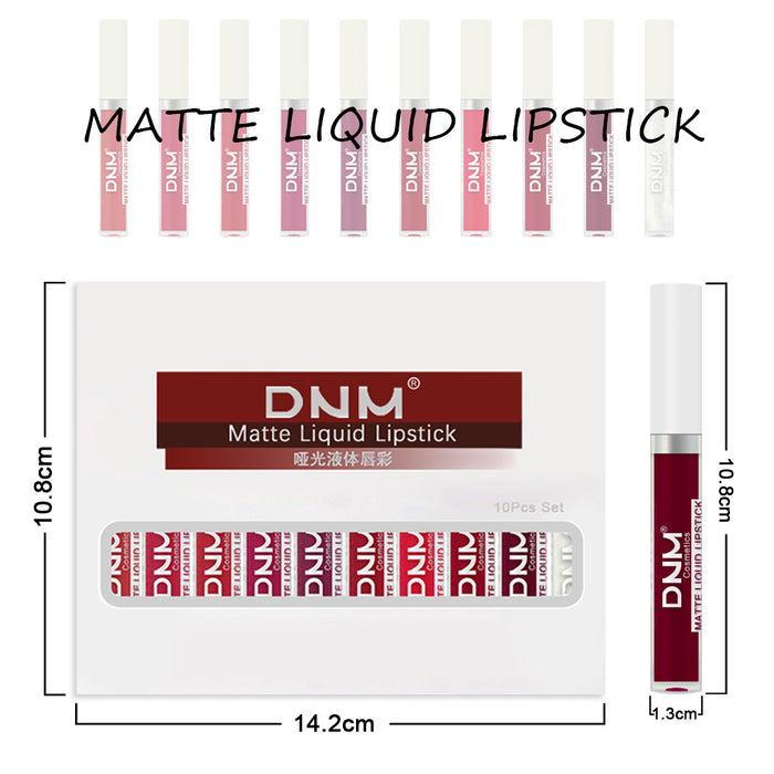 9Pcs Matte Liquid Lipstick + 1Pcs Clear Lip Plumping Plumper Gloss Makeup Set Kit, Long Lasting Waterproof Moisturizing Velvet High Pigmented Lipstick Lip Stain Glaze Makeup Gift Sets for Girls Women
