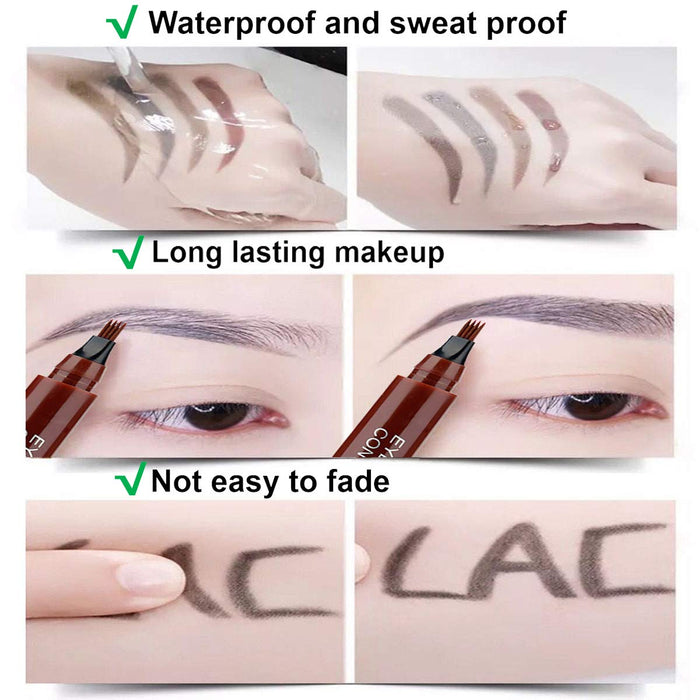 SUAKE 2PCS Eyebrow Tattoo Pen - Waterproof Liquid Microblading Eyebrow Tint Pencil - Micro-Fork Tip Applicator Easily Draw Natural Eye Brows Makeup
