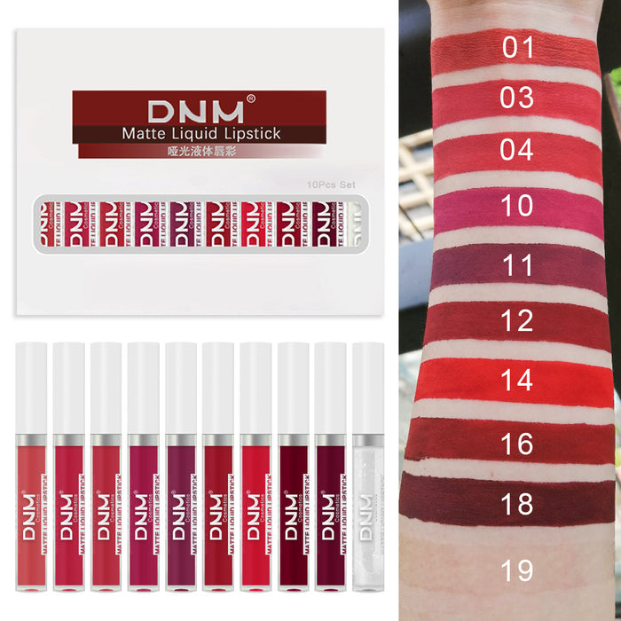 9Pcs Matte Liquid Lipstick + 1Pcs Clear Lip Plumping Plumper Gloss Makeup Set Kit, Long Lasting Waterproof Moisturizing Velvet High Pigmented Lipstick Lip Stain Glaze Makeup Gift Sets for Girls Women
