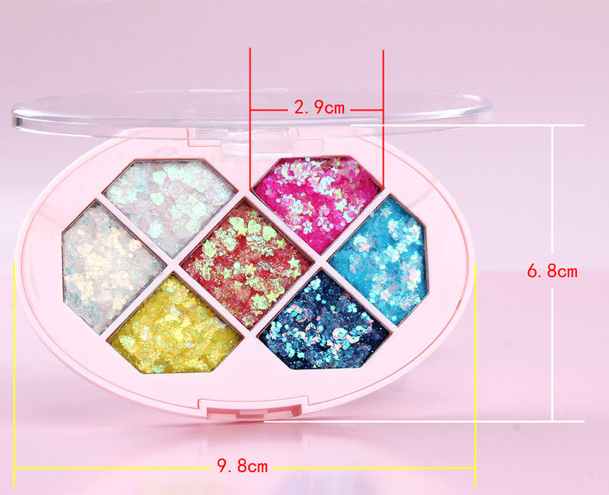 Mermaid Small Sequins Glitter Eyeshadow Palette Stage Performance Nightclub Carnival Cosmetics Makeup Pallet Long Lasting Sparkling 7 Colors (Set 05)