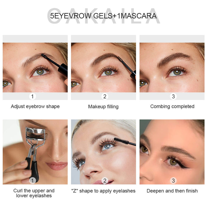 Eyebrow Tinted Gel And Mascara Set, 6 Colors Tint Brows Mascara Kit - Waterproof,Eye Brow Dyeing, Brow Gel Cream For Long Lasting Light Blonde Soft Brown Black Makeup (Set 03)