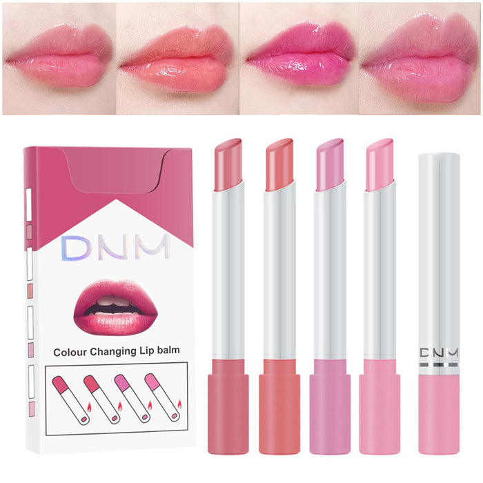 4 Pack Mini Cigarette Color Changing Change Lipstick Sets PH Lip Balm Kit,DNM Litte Smoke Tube Red Lipstick Moisturizing Lip Stain Long Lasting Waterproof for Women labiales matte larga (B-Set05)