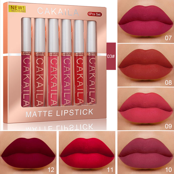 6Pcs Matte Liquid Lipstick Set Velvety Long Lasting High Pigmented Nude Waterproof Lipgloss Kit Girls Women Make Up Gift Set(Color-01)