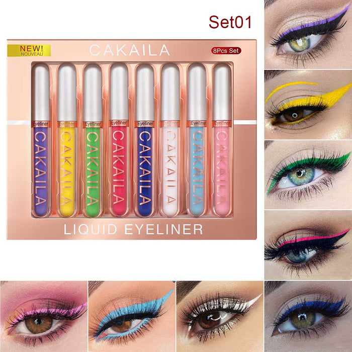 8 Colors Liquid Matte Eyeliner Set Colorful White Black Red Brown Blue Purple Yellow Green Eye Liners For Party Festival Waterproof Long Lasting Eyeshadow Pencil Quick Dry Eyes Makeup Kit