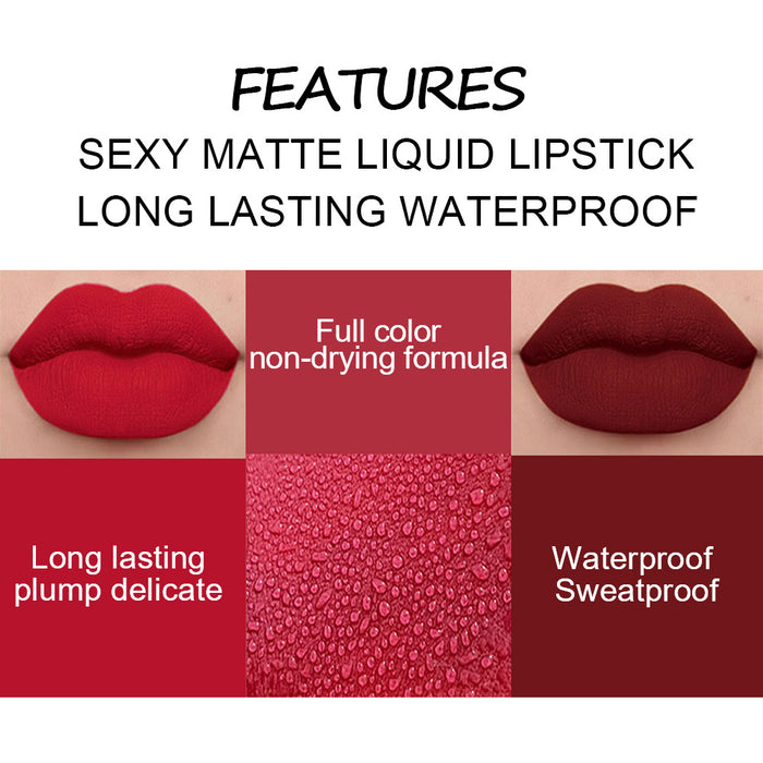 5Pcs Matte Liquid Lipstick+1Pcs Clear Lip Plumping Plumper Gloss Oil Makeup Set Kit, Long Lasting Waterproof Moisturizing Velvet High Pigmented Lipstick Lip Stain Glaze Makeup Gift Sets for Women 03