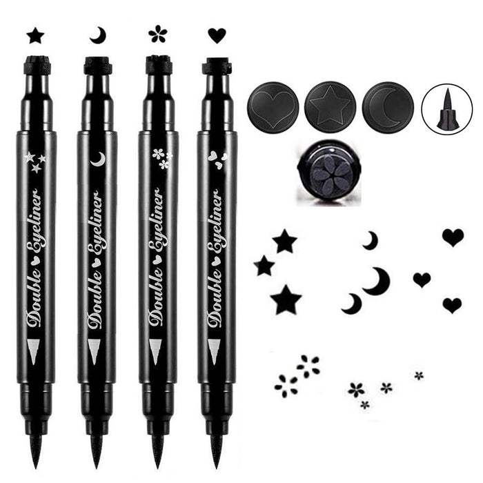 evpct 4 in 1 Flowers Hearts Moon Stars Shapes Face Stamps Eyeliner Pe