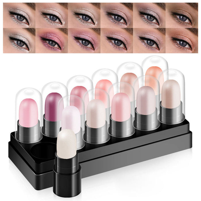 Julystar New makeup pink eye shadow stick set popular makeup matte eye  shadow gel pen (A Group)