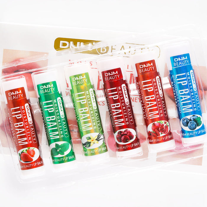 6 pcs Lip Balm Gift Set, Moisturizing Lip Care Lip Dryness Relieves Refreshing Vitamin E Lip Balm with Honey Fruit Lipstick 6pcs Set (Set01)