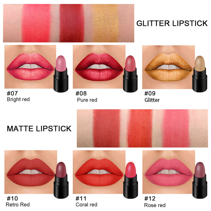 12 Colors Moisture Jelly Color-Changing Lipstick Set Velvety Long Lasting Nude Waterproof Lipsticks Mood Lip Balm Cute Color Series Kit(Cute Color)