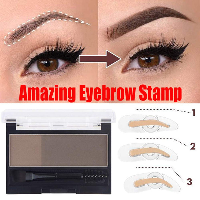 DNM Adjustable Perfect Eyebrow Stamp Waterproof and 3D Eyebrow Powder Set with Eyebrow Brush ,Eye Brow Stamp Kit Eyebrow Stamper Set Waterproof Instant Eyebrow Stamp(Light Coffee+Dark Coffee)